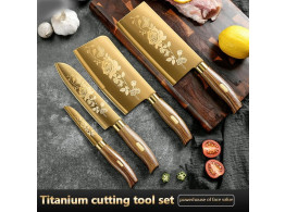 Couteaux de Chef Pro Cuisine Lame Inox Titane Or