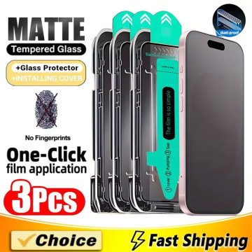 3 Ecran Protecteur Verre Mat + Gabarit Pose pour iPhone