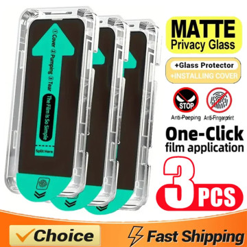 3 Ecran Protecteur Verre Mat Privacy + Gabarit pour iPhone