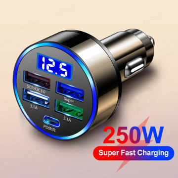 Chargeur Rapide Voiture 250W 7A 5 ports USB-C