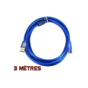 Cable  USB 2.0 Male Femelle  Bleu