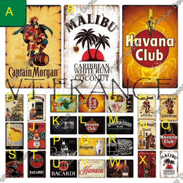 Plaque Metal Vintage Rhum Havana Bacardi