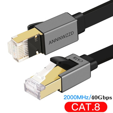 Cable Ethernet Plat Blinde Noir CAT8 RJ45 40GB