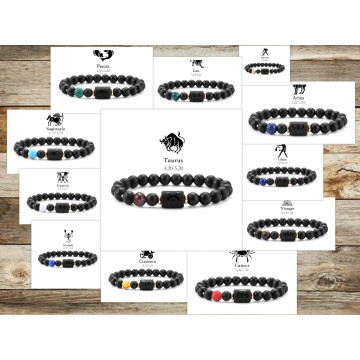 Bracelet Mixte en Pierre Naturelle Noire du Zodiaque 3