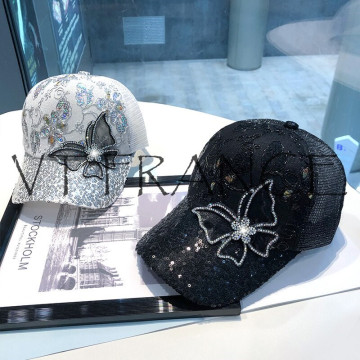 Casquette Styliste Fashion Femme Strass Papillon