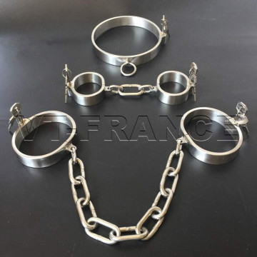 Menottes Collier Acier Inox Bondage BDSM 