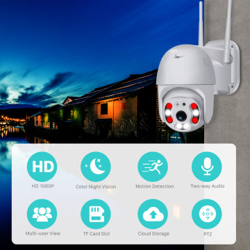 Camera IP Wifi Videosurveillance Exterieur Motorise FHD Audio IP66