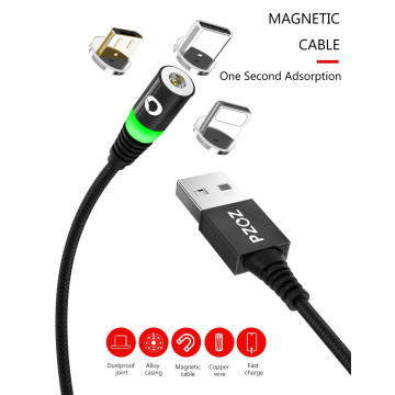 Cable USB Magnetique Charge Rapide  3 embouts pour iPhone iPad Samsung Smartphone Tablette
