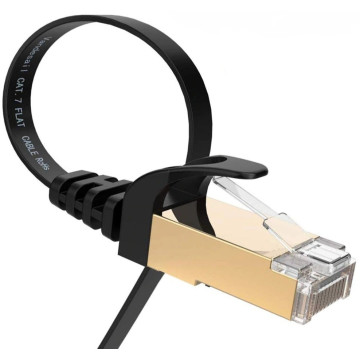 Cable Ethernet Plat Blinde Noir CAT7 RJ45 10GB