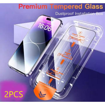 2 Ecran Protecteur Verre + Gabarit Pose pour iPhone