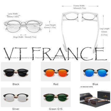 KINGSEVEN Lunettes Soleil Polarisee Vintage Noyer