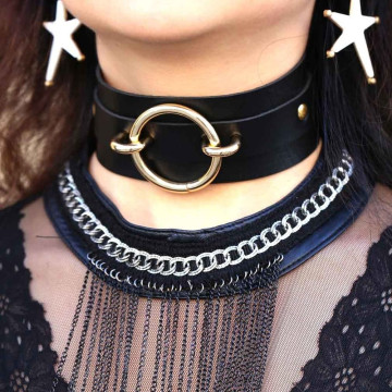 Collier Cuir Bondage BDSM Gothique