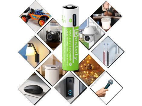 Piles AAA Li-ion Rechargeable USB-C 6800mAh