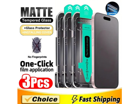 3 Ecran Protecteur Verre Mat + Gabarit Pose pour iPhone