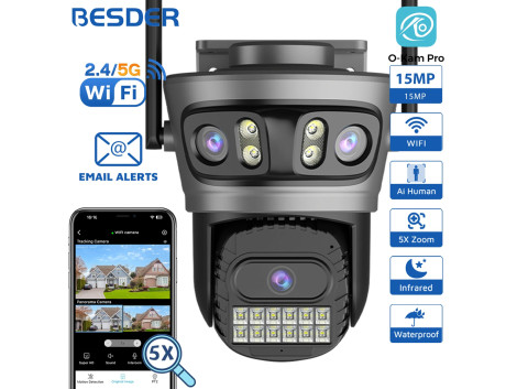 Camera IP Wifi 3 Objectifs PTZ AI Etanche Audio