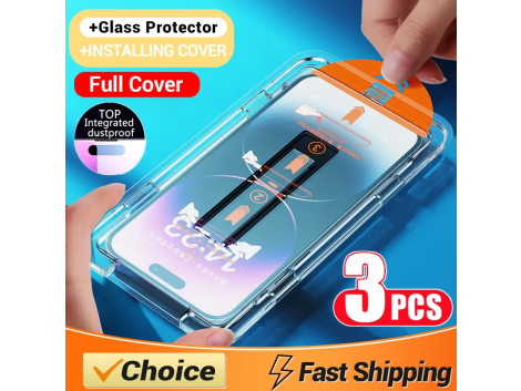 3 Ecran Protecteur Verre + Gabarit Pose pour iPhone