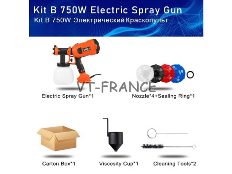 Pistolet a Peinture Pro Vernis Lasure 750W 4 Buses