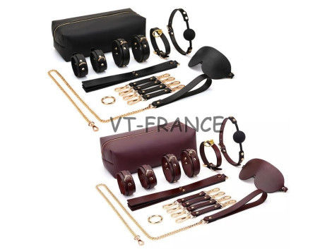 Kit Bondage BDSM Cuir Metal 