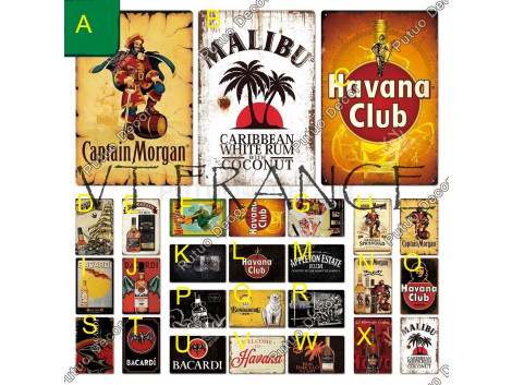 Plaque Metal Vintage Rhum Havana Bacardi
