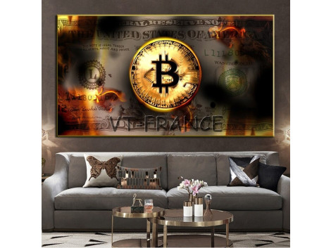 Peinture sur Toile Impression HD Bitcoin BTC