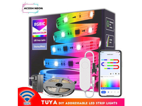 Ruban LED RGBIC WS2811 Waterproof Wifi Tuya Google