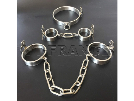 Menottes Collier Acier Inox Bondage BDSM 