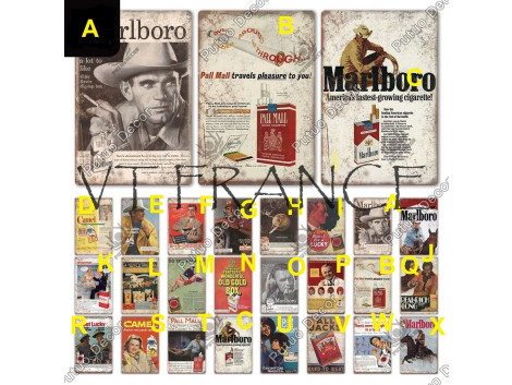 Plaque Metal Vintage Marlboro Cigarette