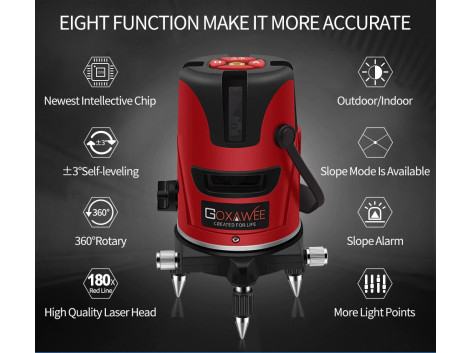 Niveau Laser Rotatif 360 Auto Nivelant 5 LIGNES 6 POINTS