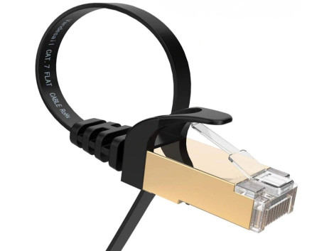 Cable Ethernet Plat Blinde Noir CAT7 RJ45 10GB