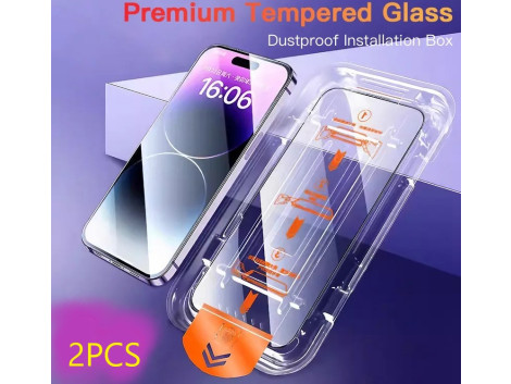 2 Ecran Protecteur Verre + Gabarit Pose pour iPhone
