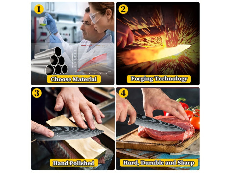  LOT EXCEPTIONNEL : Couteaux Cuisine Pro  Motif Damas Lame Inox - Élégance & Précision !