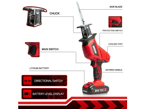 Scie Sabre Pro Sans Fil 2 Batteries Li-ion