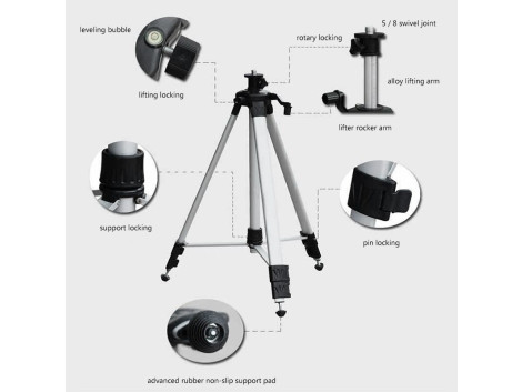 Trepied Alu Reglable pour Niveau Laser