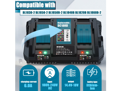 Chargeur Batterie Compatible Makita BL1830 18V