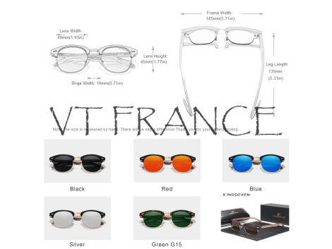 KINGSEVEN Lunettes Soleil Polarisee Vintage Noyer