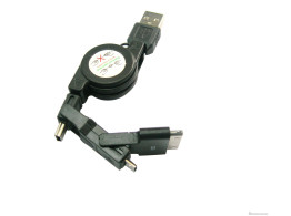 Cable USB 3 en 1 retractable pour iPhone Samsung