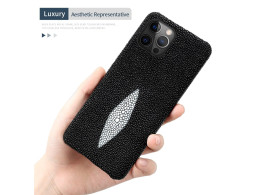 Coque Luxe iPhone Cuir Raie Stingray Galuchat